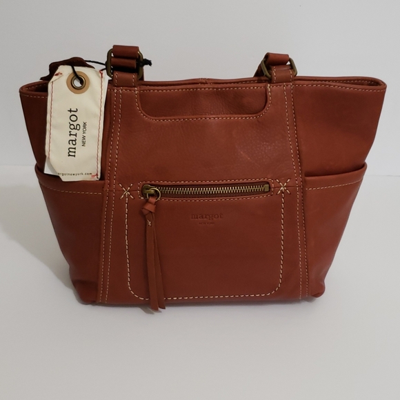 margot Handbags - Margot Cross Stich Brandy Tote Bag